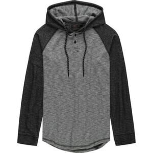 STOIC Raglan Henley Hoodie Pullover Heather Navy Blue Size XL